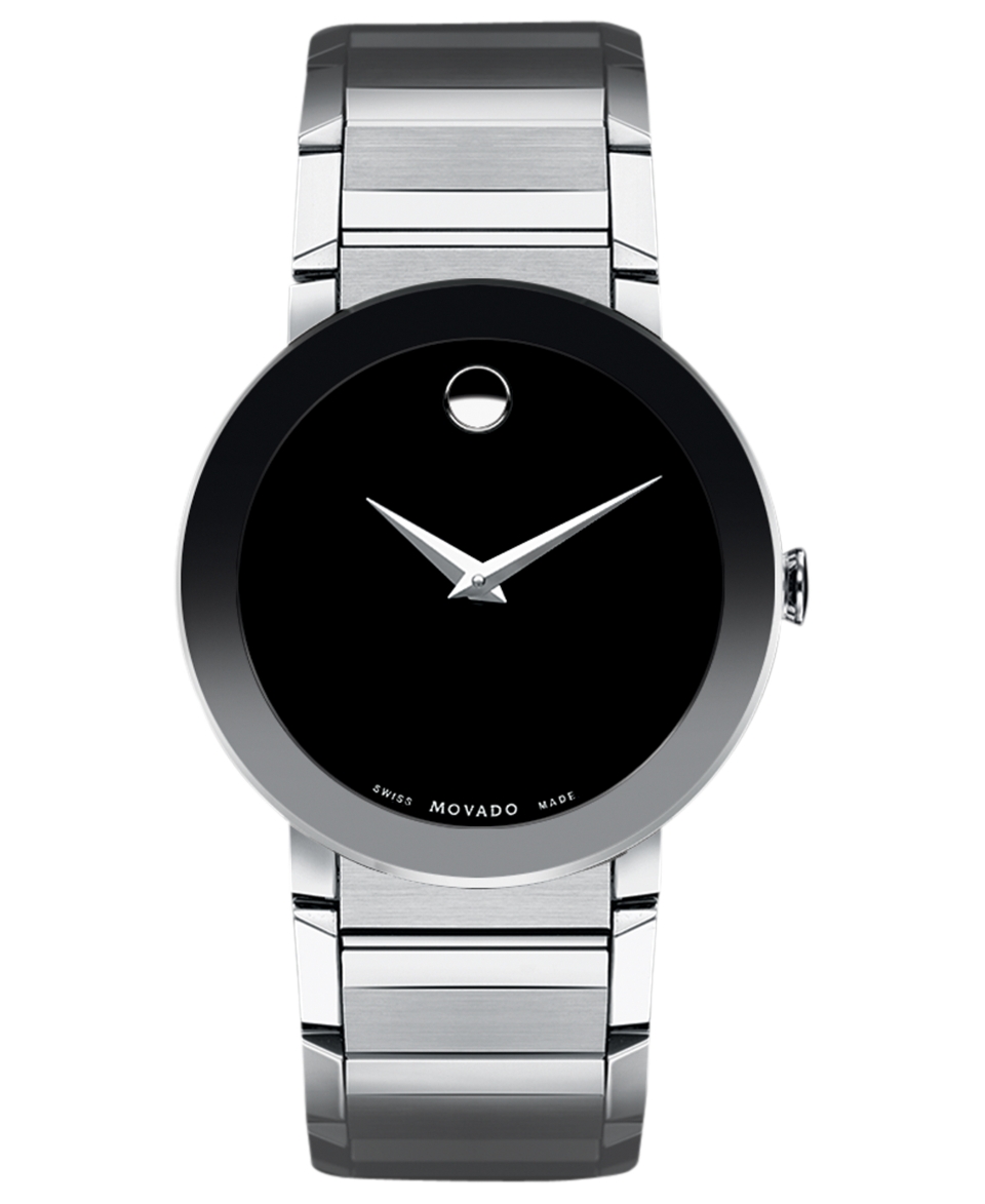 Movado Watch, Mens Swiss Sapphire Stainless Steel Bracelet 38mm