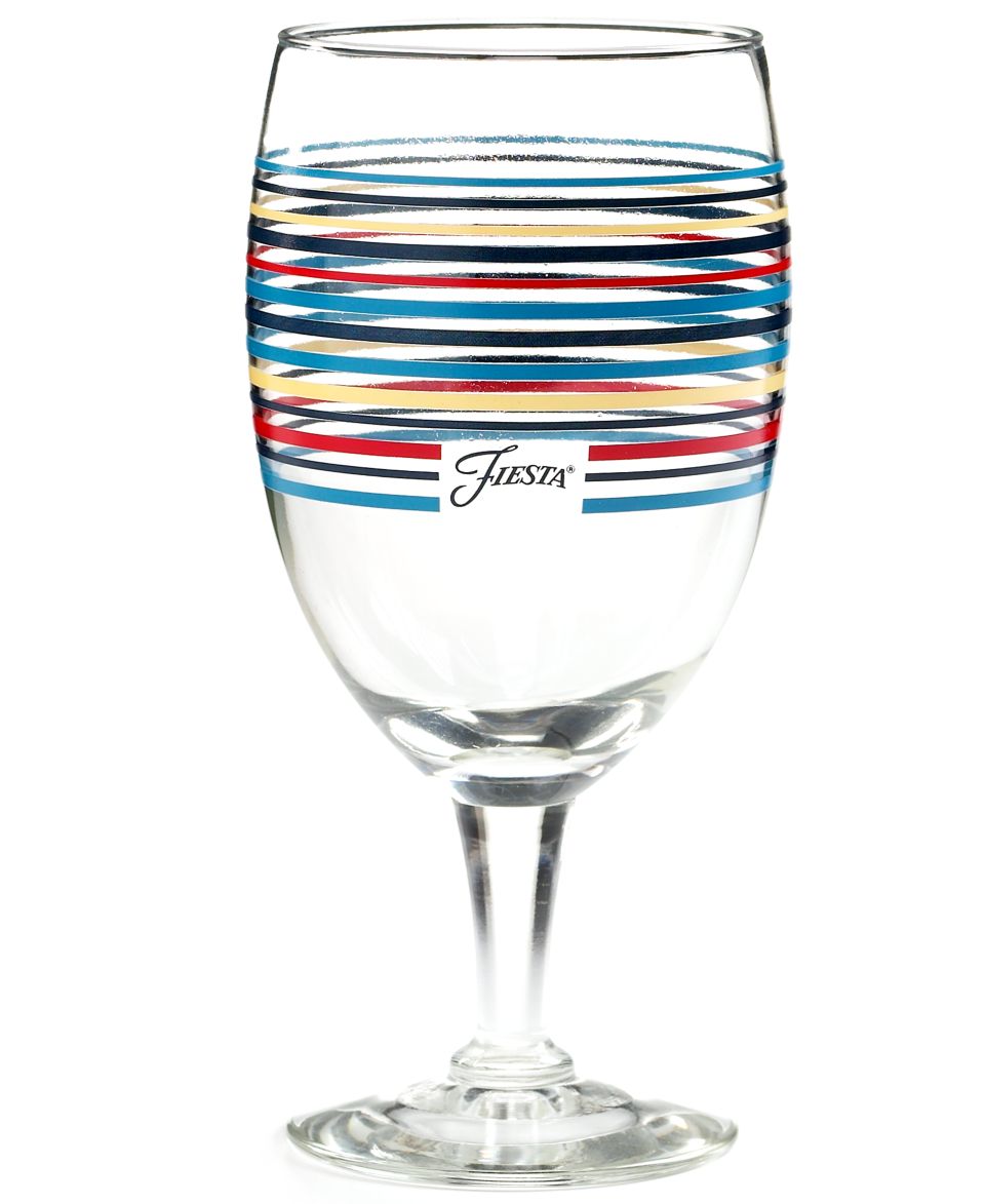 Fiesta Glassware, Set of 4 Flamingo Stripe Goblets   Glassware