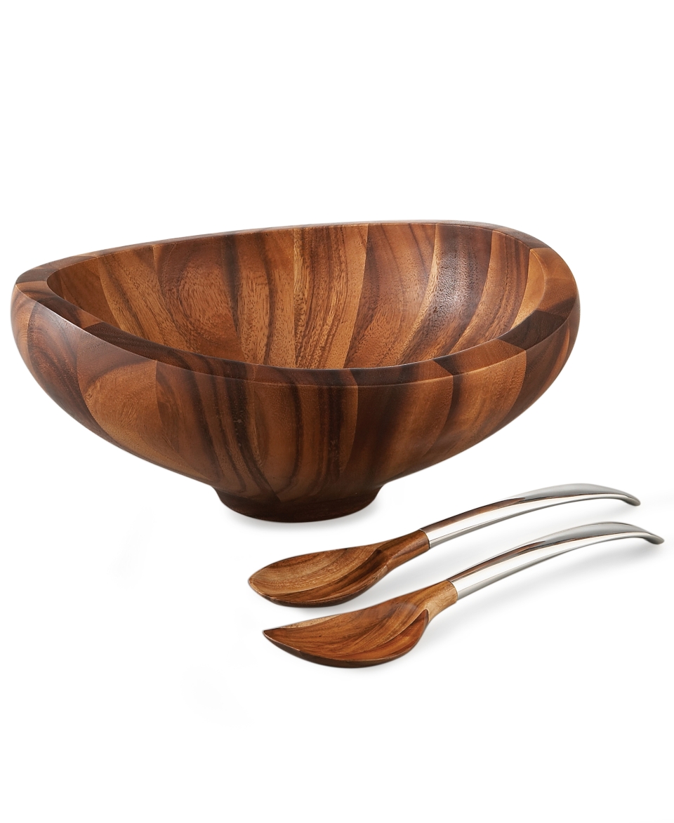 Nambe Butterfly Salad Bowl with Servers   Serveware   Dining