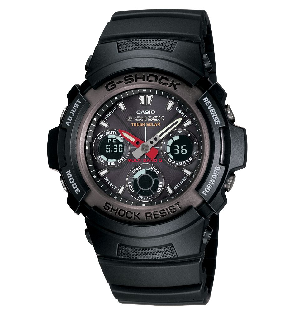 Shock Watch, Mens Black Resin Strap AWG101 1A