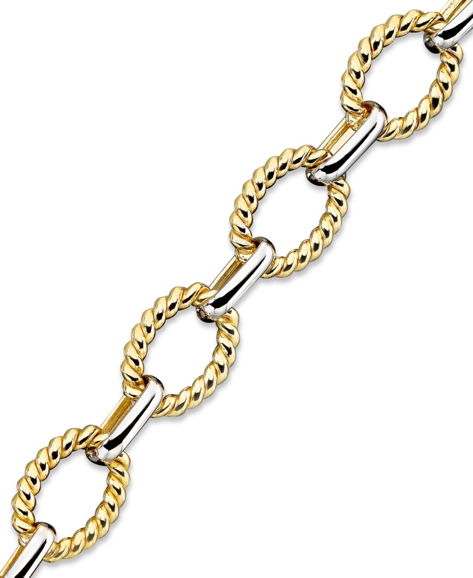 14k Gold over Sterling Silver and Sterling Silver Bracelet, Twisted