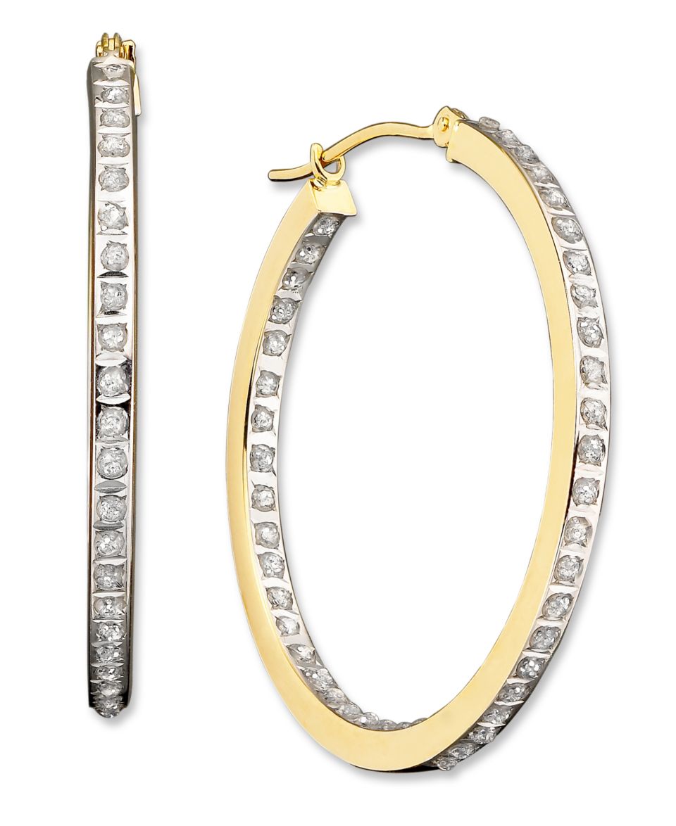 Diamond Accent Earrings, 14k Gold Hoops   Earrings   Jewelry & Watches