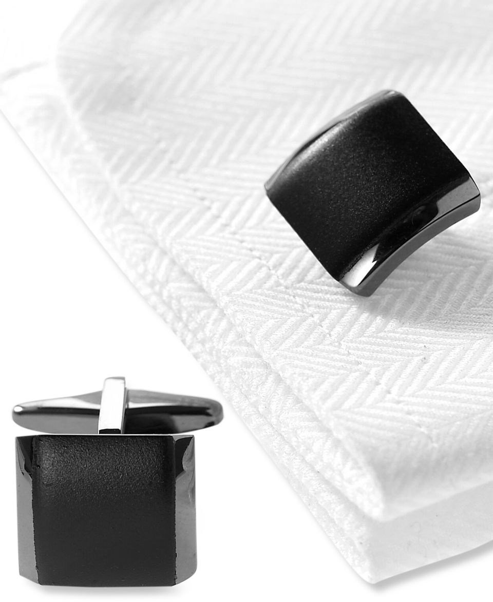 Kenneth Cole Reaction Black & Silver Cufflinks   Mens Belts, Wallets