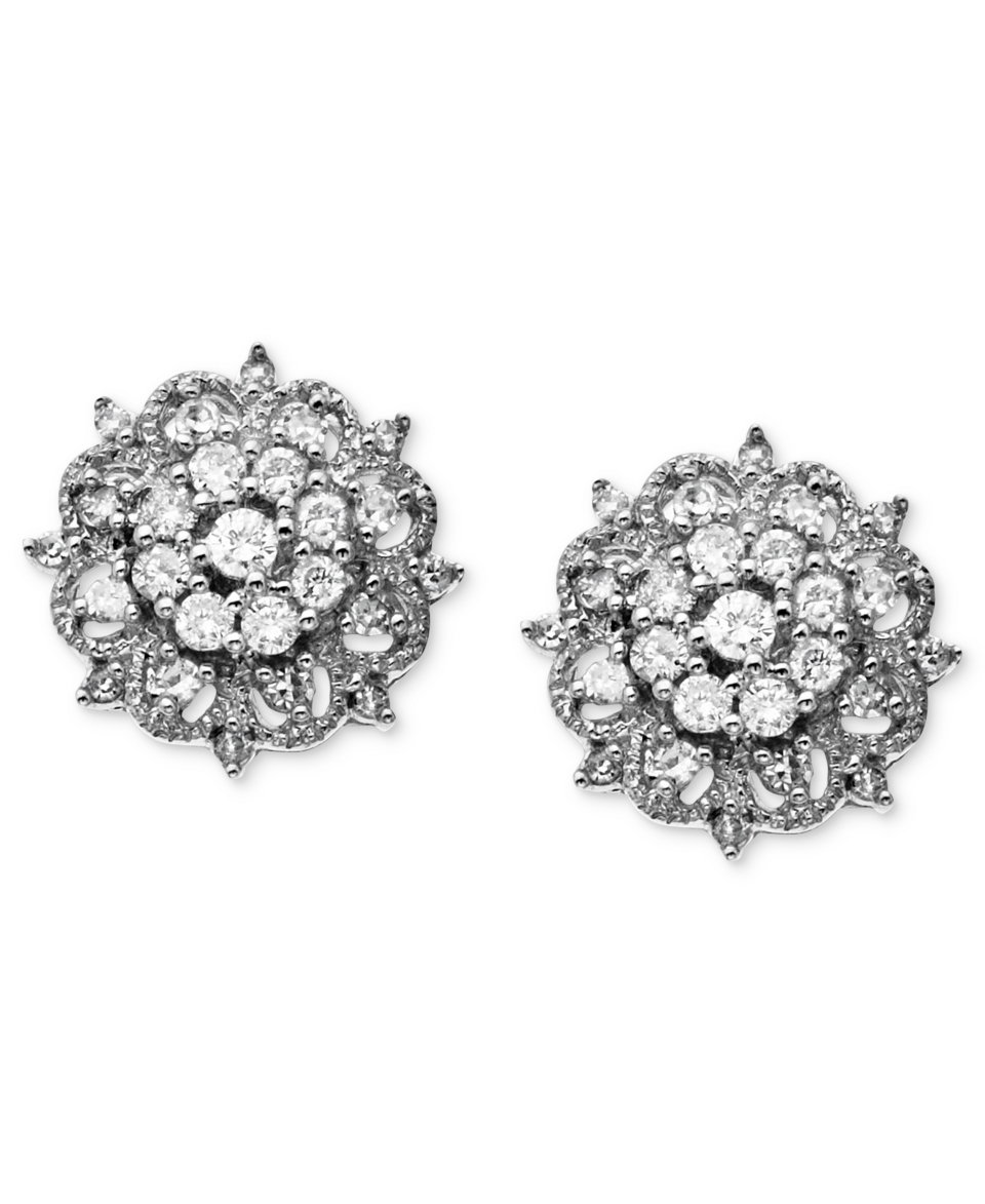 14k White Gold Earrings, Diamond (1/2 ct. t.w.)  