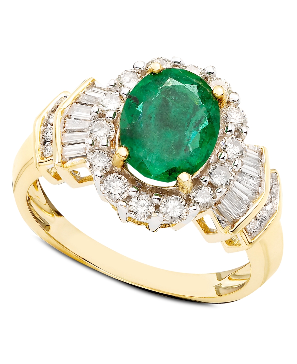 14k Gold Ring, Emerald (1 1/5 ct. t.w.) and Diamond (5/8 ct. t.w