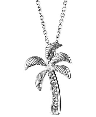 EFFY Diamond Accent Palm Tree Necklace in 14k White Gold - Necklaces ...
