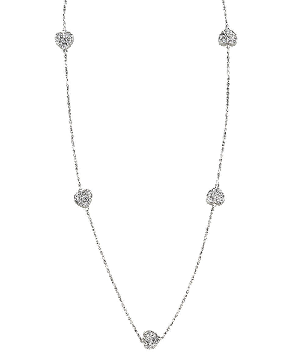 CRISLU Necklace, Platinum Over Sterling Silver Cubic Zirconia Heart