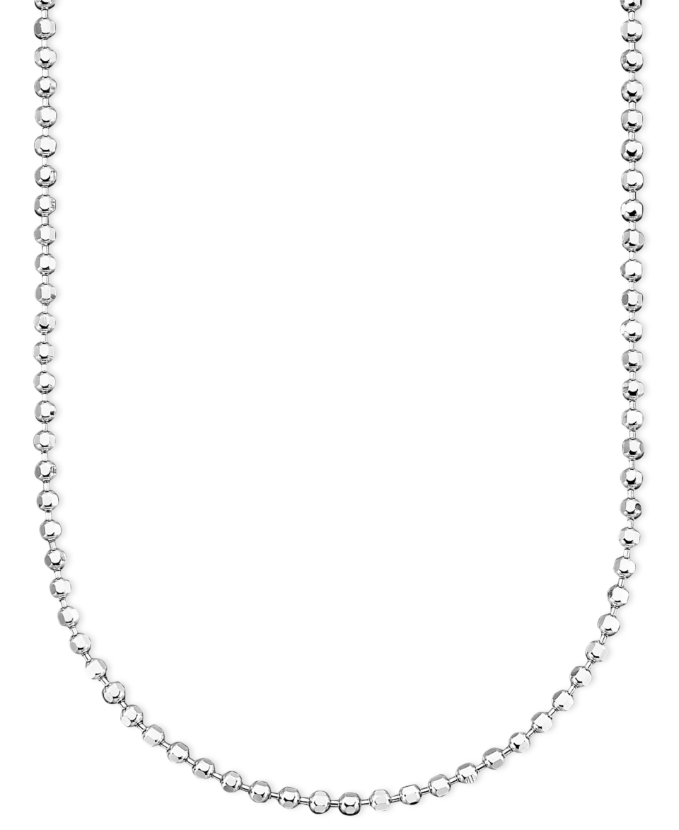 14k White Gold Necklace, 16 18 Bead Chain   Necklaces   Jewelry