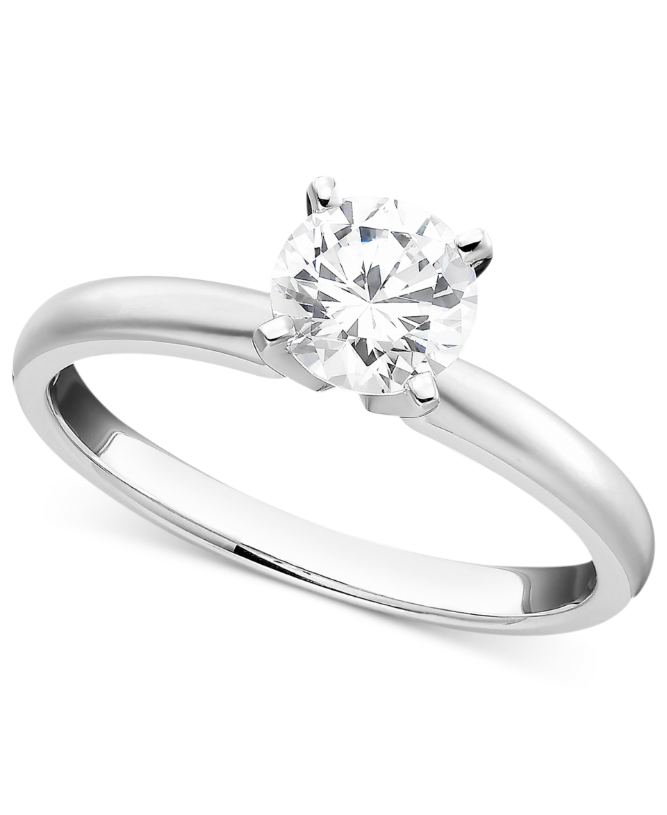 Diamond Ring, 18k White Gold Certified Diamond Solitaire Engagement 