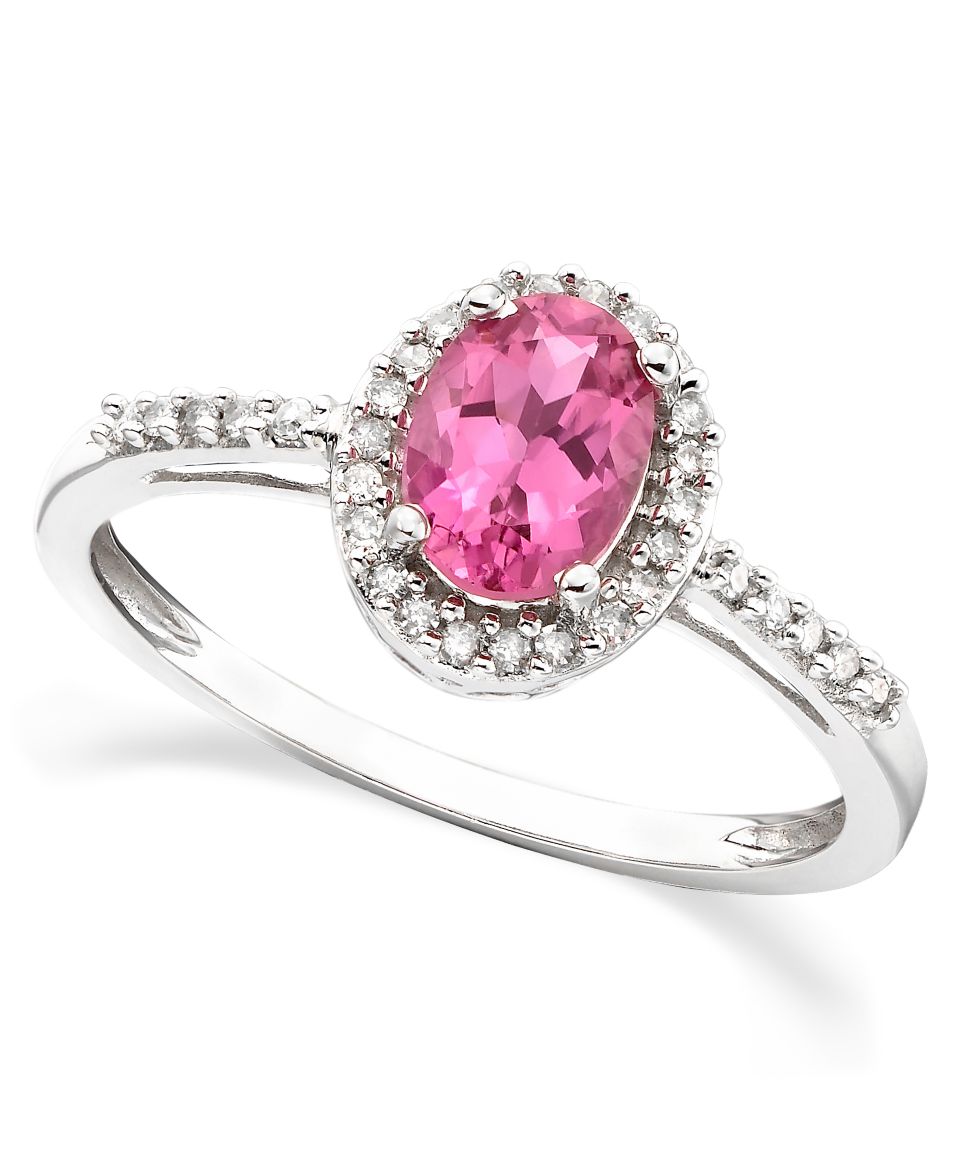 14k Gold Ring, Pink Tourmaline (3/4 ct. t.w.) and Diamond (1/8 ct. t.w