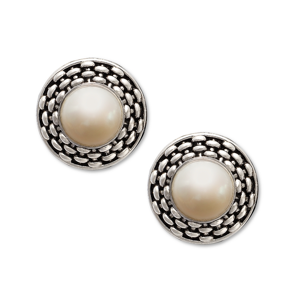 Honora Style Cultured Freshwater Pearl Braid Earrings in Sterling