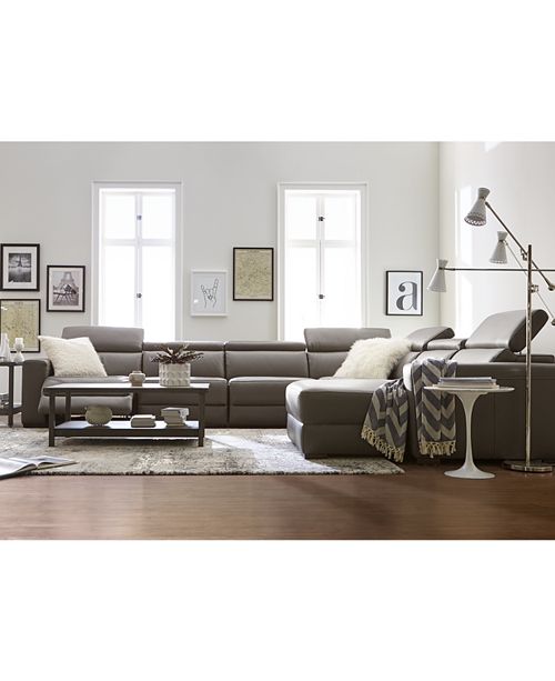 Furniture Nevio Leather Power Reclining Sectional Sofa With Articulating Headrests Collection Created For Macy S Reviews Furniture Macy S