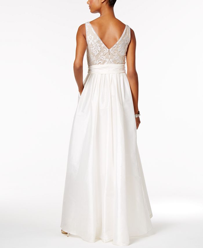 Adrianna Papell Embroidered Taffeta High-Low Gown ...