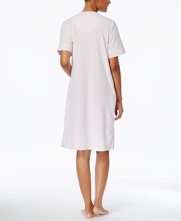 Miss Elaine French Terry Snap-Front Short Robe & Reviews - Bras ...
