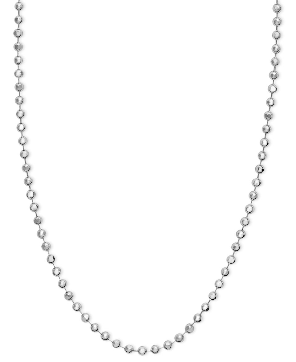 14k White Gold Necklace, 16 18 Bead Chain   Necklaces   Jewelry