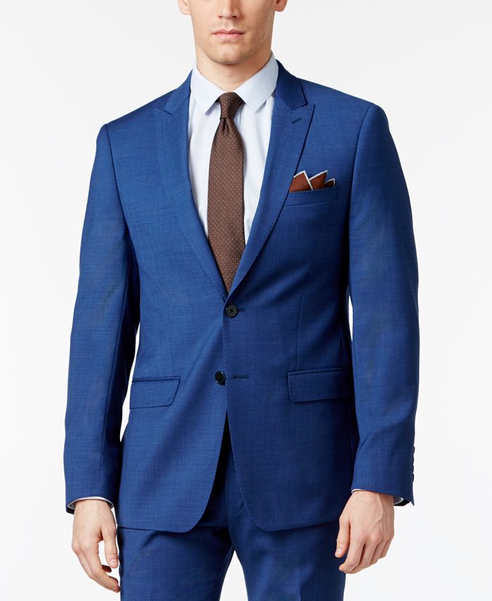 Calvin Klein Men's Slim Fit High Blue Pindot Suit & Reviews - Suits ...