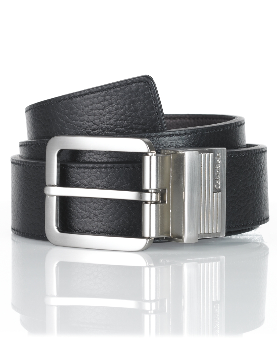 Calvin Klein Dress Belt, Engraved Logo Belt