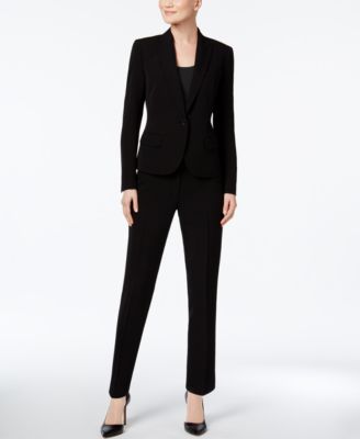 macys womens black pant suit