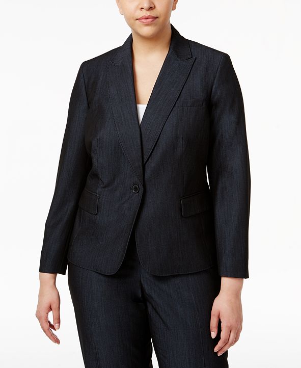 Anne Klein Plus Size Denim Twill One-Button Blazer & Reviews - Jackets ...