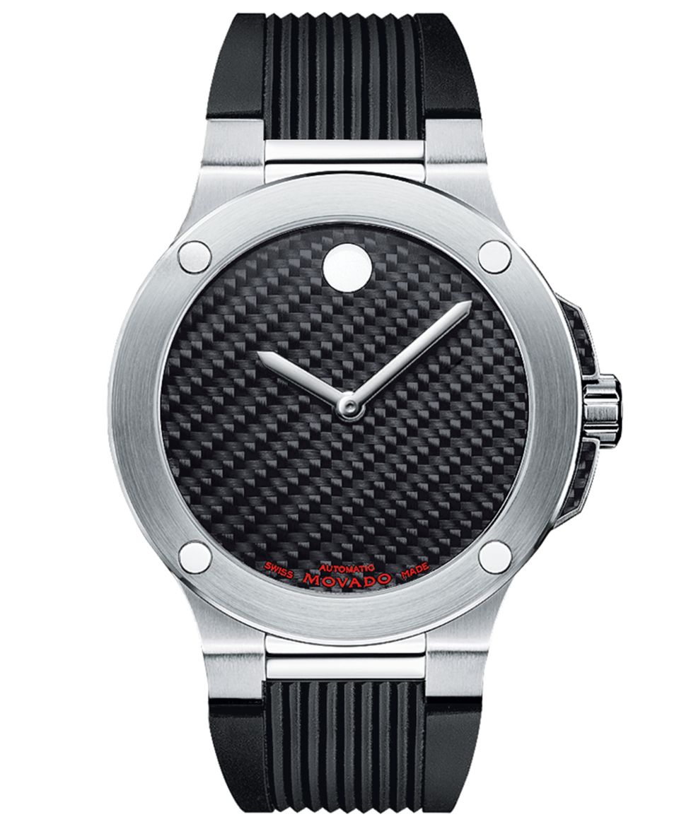 Movado Watch, Mens Automatic SE Extreme Black Rubber Strap 44mm