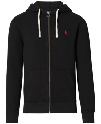 black polo jacket with red logo