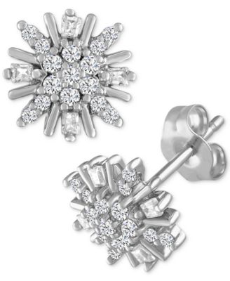 Macy's Diamond Cluster Starburst Stud Earrings (1/5 Ct. T.w.) In 10k ...