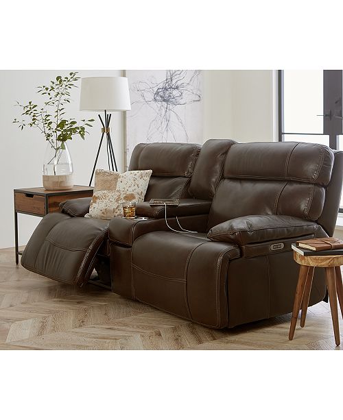 Furniture Barington Leather Power Reclining Sofa With Power Headrest And Usb Power Outlet Collection Reviews Furniture Macy S