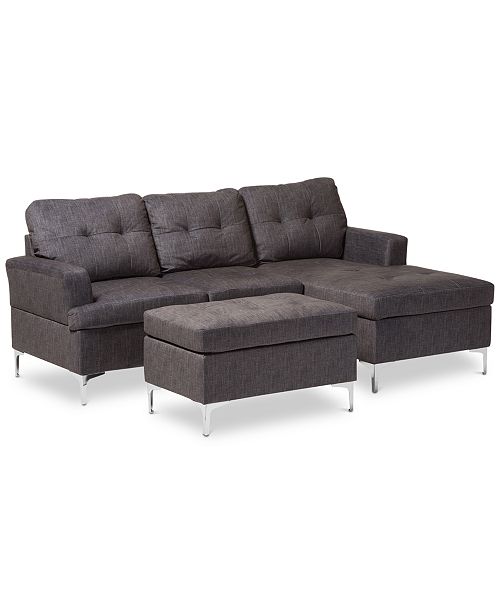 Furniture Riley 83 3 Pc Sectional Sofa With Ottoman Set Reviews Furniture Macy S
