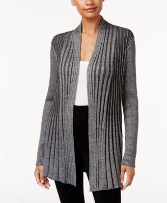 ribbed open front cardigan