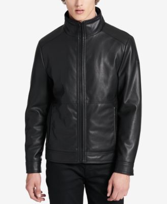 calvin klein faux leather bomber jacket