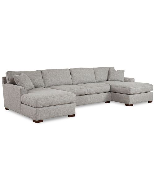Furniture Closeout Carena 3 Pc Fabric Sectional Sofa With Double Chaise Created For Macy S Reviews Furniture Macy S