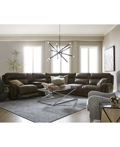 Furniture Summerbridge Leather Sectional Sofa Collection With Power Recliners Power Headrests And Usb Power Outlet Reviews Furniture Macy S