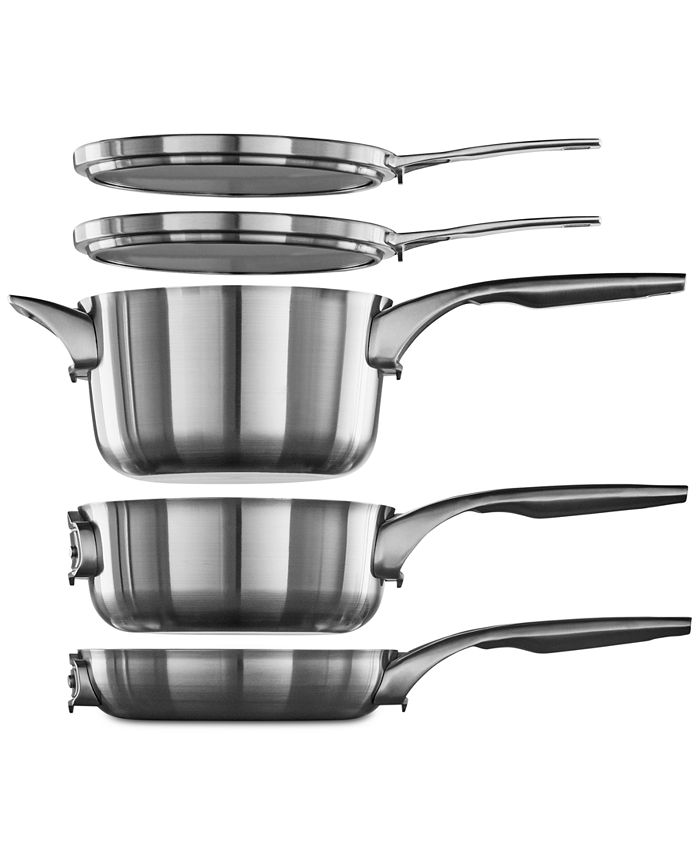 Calphalon Premier 10-Pc. Space-Saving Stainless Steel Cookware Set Calphalon Premier Space Saving 10 Pc Stainless Steel Cookware Set