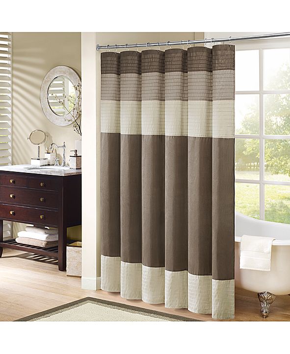 Madison Park Amherst Colorblocked 108" x 72" FauxSilk Shower Curtain