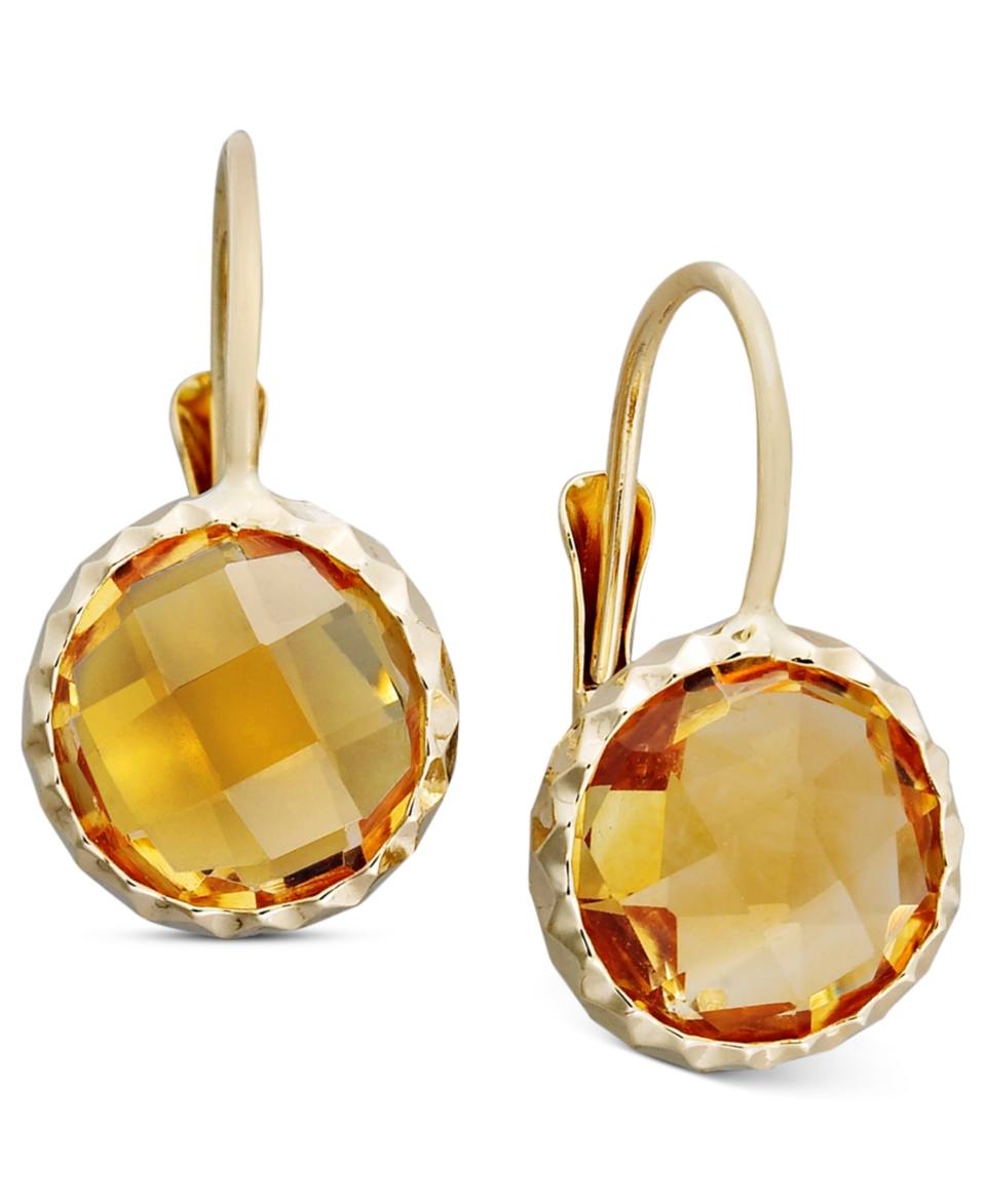 14k Gold Earrings, Bezel Set Citrine Drop (3 1/2 ct. t.w.)   Jewelry & Watches