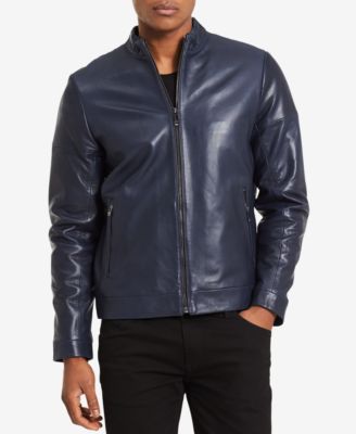 calvin klein genuine leather jacket mens