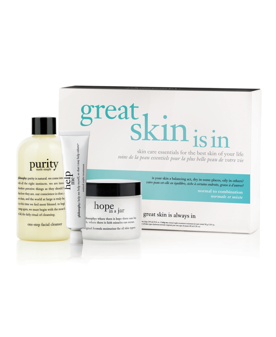 philosophy great skin is in   normal to combination kit