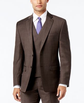 Lauren Ralph Lauren Men's Classic-Fit Ultraflex Brown Plaid Suit Jacket ...