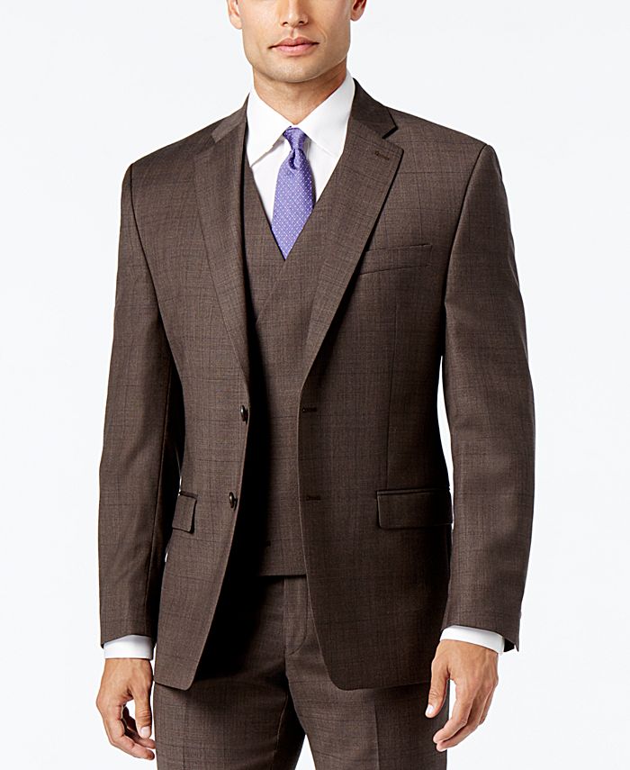 Lauren Ralph Lauren Men's Classic-Fit Ultraflex Brown Plaid Suit Jacket