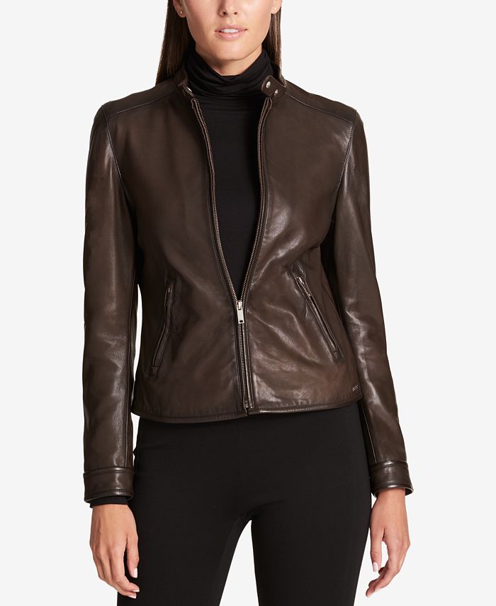 DKNY Petite Leather Jacket & Reviews Coats Petites Macy's