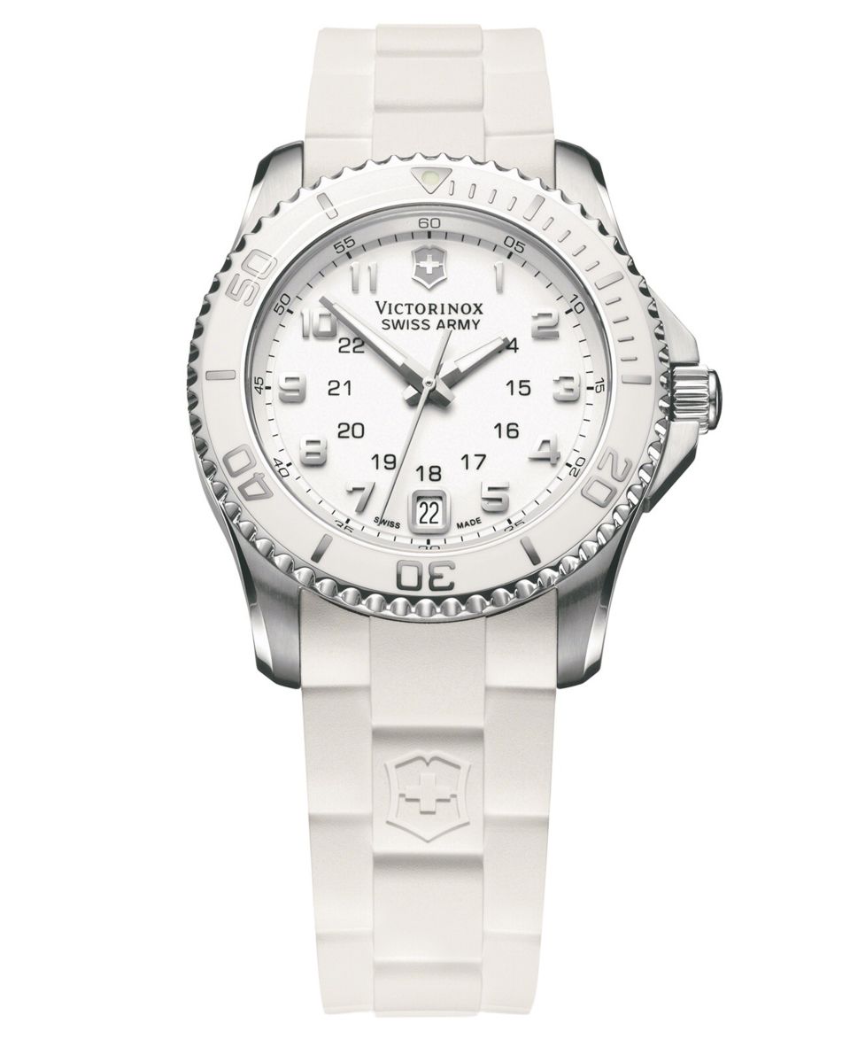 Victorinox Swiss Army Watch, Womens Maverick GS White Rubber Strap