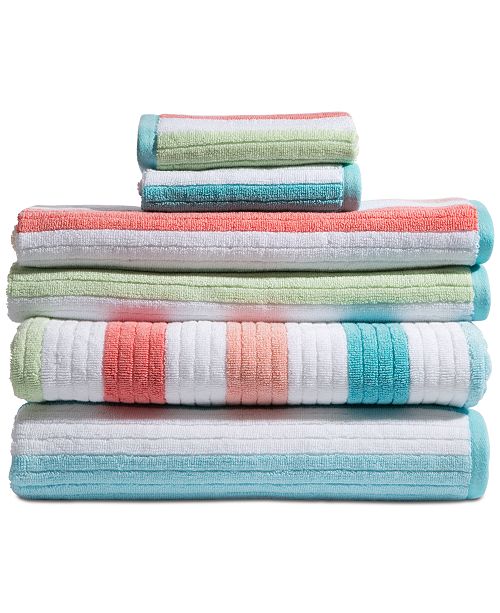 Caro Home Karissa Cotton 6 Pc Textured Stripe Bath Towel Set Reviews Bath Towels Bed Bath Macy S