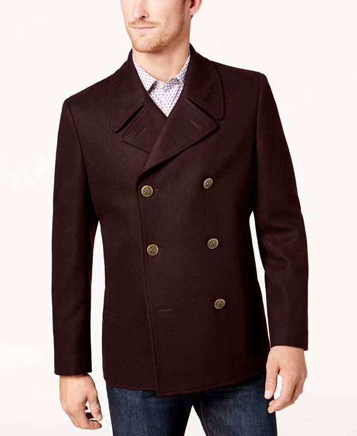 Tallia Men's Burgundy Pea Coat & Reviews - Coats & Jackets - Men - Macy's