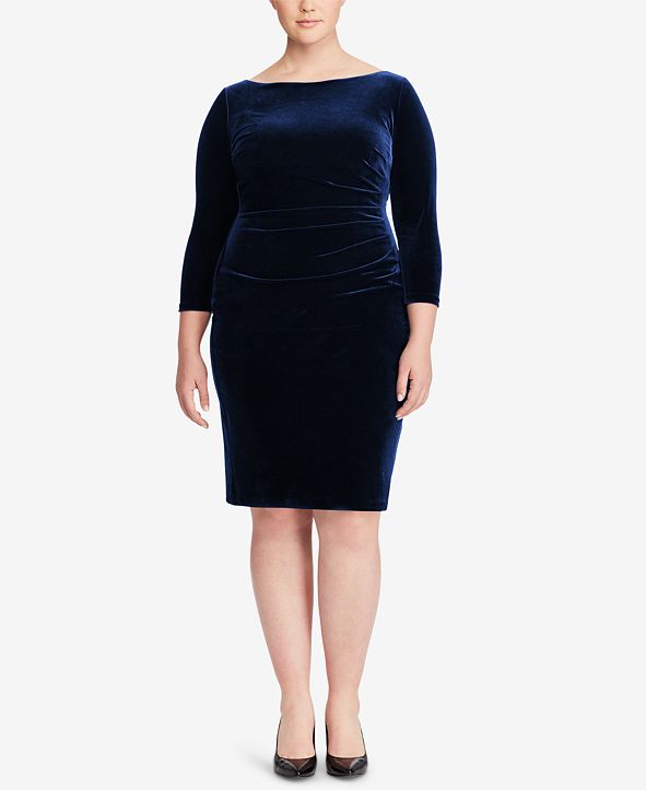 Lauren Ralph Lauren Plus Size Velvet Sheath Dress & Reviews Dresses