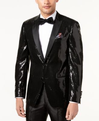 black sequin suit