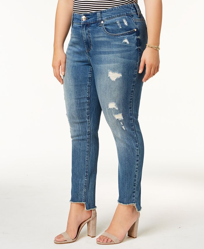 Seven7 Jeans Trendy Plus Size StepHem Distressed Skinny Jeans