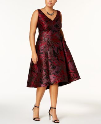 adrianna papell jacquard fit and flare dress