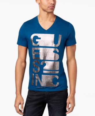 guess men's v neck t shirts