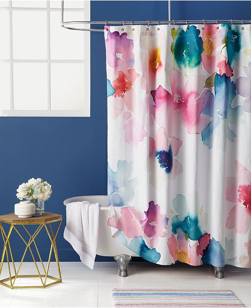 Bluebellgray Sanna Cotton Watercolor Floral Print Shower Curtain Reviews Shower Curtains Bed Bath Macy S