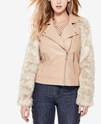 guess leather fur jacket